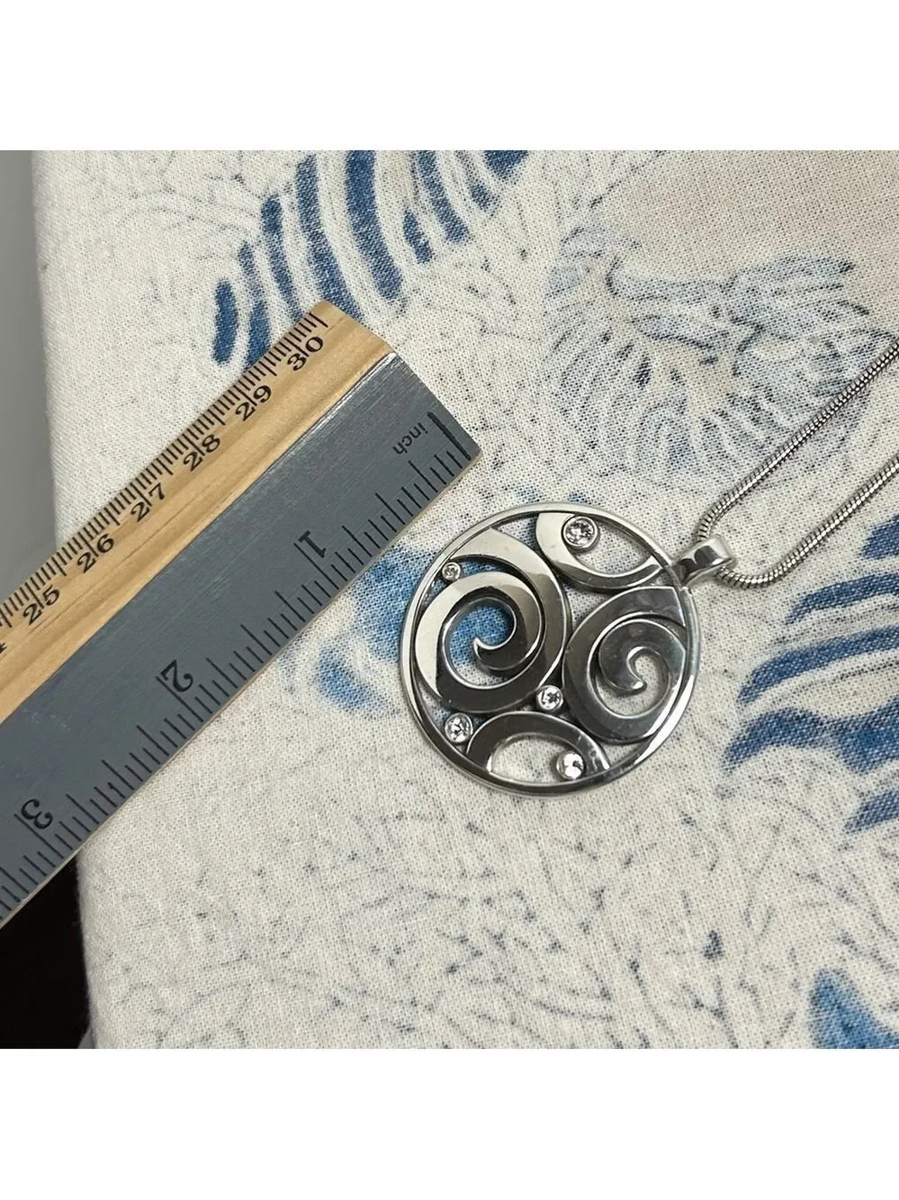 Brighton London Groove Necklace Silver Plated Crystals Swirl Design - Picture 8 of 14